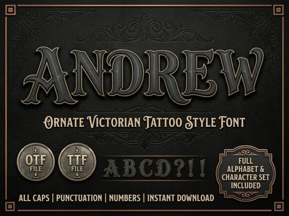 Andrew: Victorian Tattoo Style Font for Bold Design